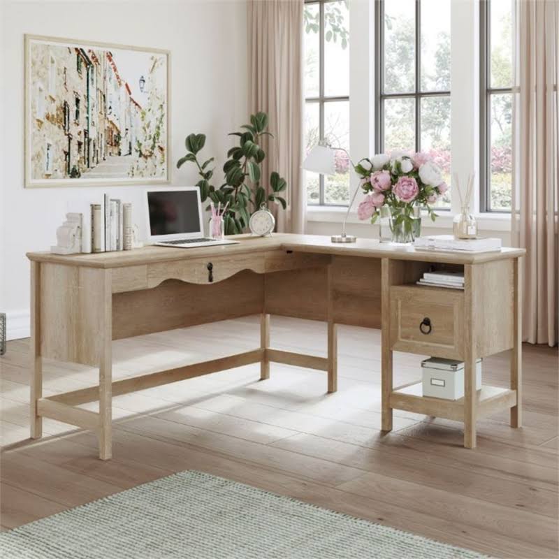 Orchard Oak L-Shaped Desk with File Drawer O5692
