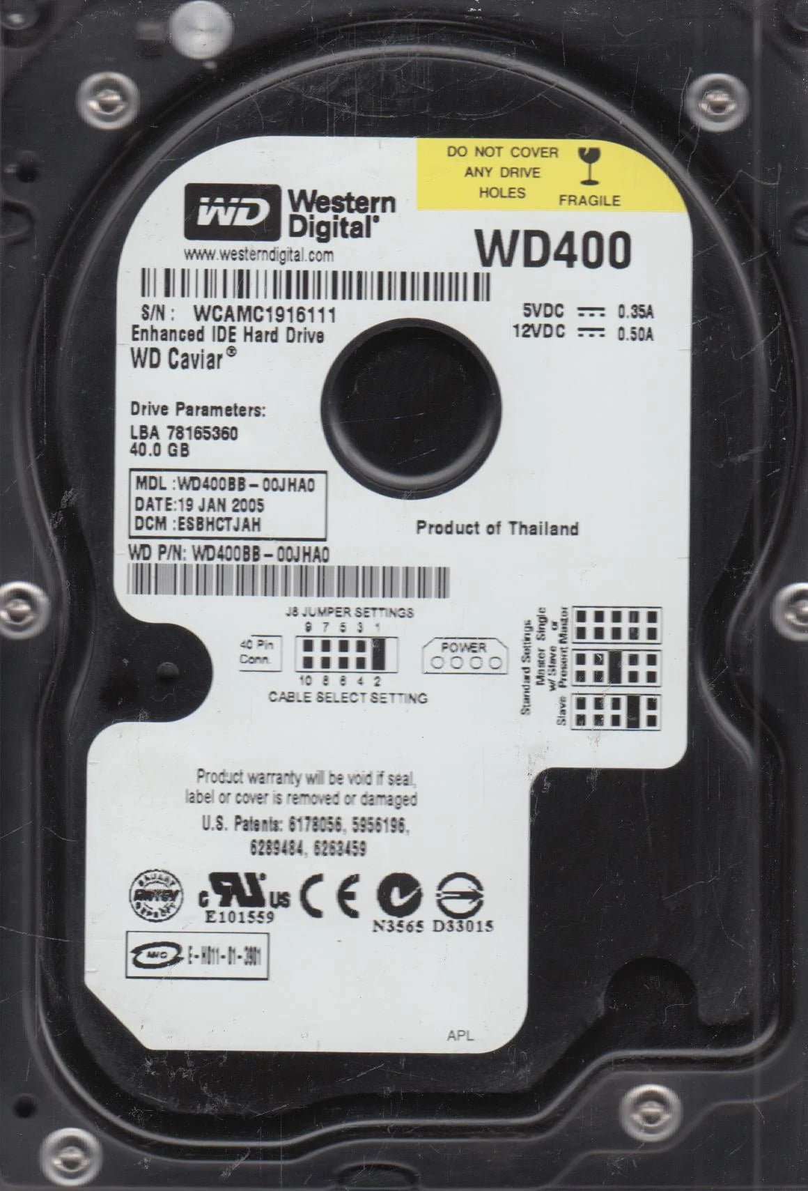 40GB IDE 3.5 Hard Drive W4438