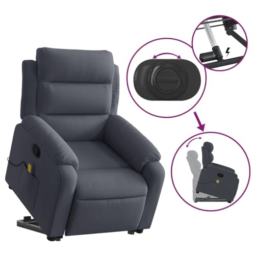 Dark Gray Velvet Power Lift Massage Recliner Armchair with USB L748