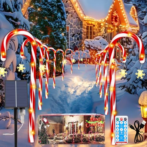 12 Pcs Solar Candy Cane Lights S31664