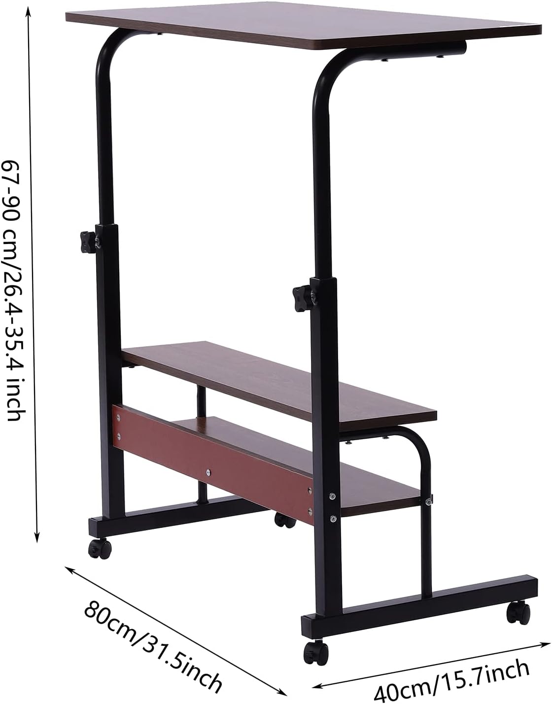 2-Layer Height Adjustable Mobile Laptop Desk Cart with Wheels X161004