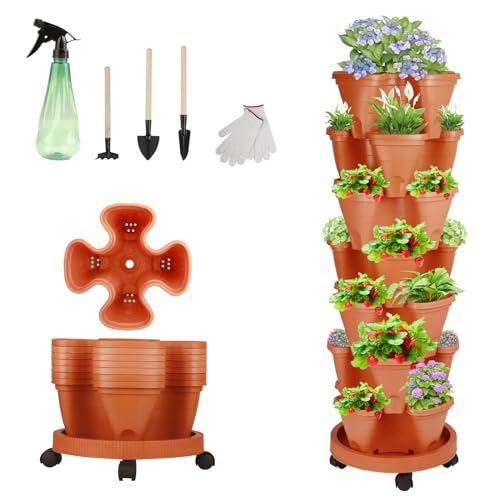 2 Set of 7 Tier Vertical Garden Planter White O661497