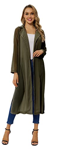 Women's Long Sleeve Chiffon Lightweight Maxi Sheer Duster Cardigan P2949