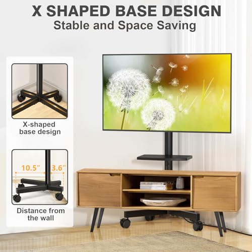 Mobile TV Stand with Power Outlet, Tilt Rolling TV Cart for 23-60 Inch TVs up to 88 lbs, Height Adjustment, Max VESA 400x400mm J18413