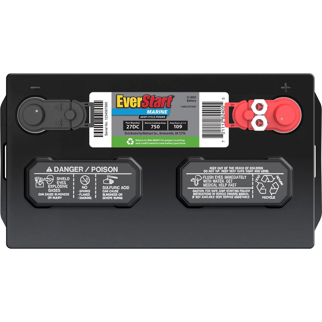 Lead Acid Marine & RV Deep Cycle Battery, Group Size 27DC 12 Volt, 740 MCA O122