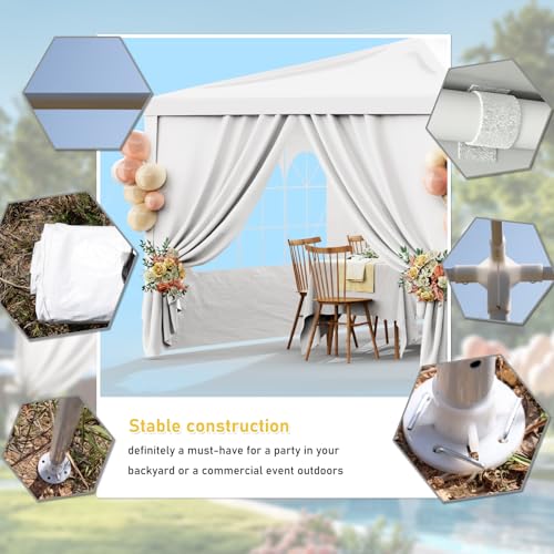 White 10x30 Heavy Duty Party Tent with 8 Removable Sidewalls J683625