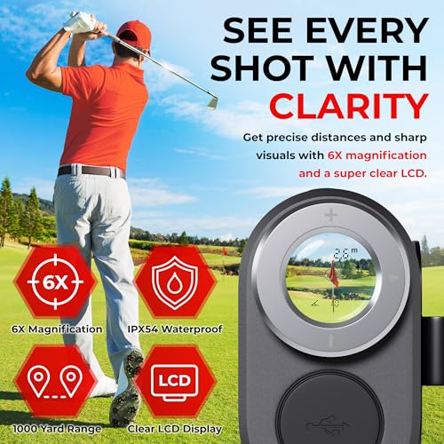 1000 Yards Rangefinder with Slope Mode, 6X Magnification, Magnetic Clip I633653
