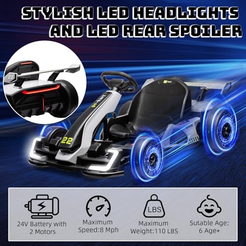 White Electric Drift Kart with Adjustable Seat U15357