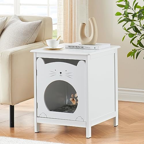 Cat Litter Box Enclosure, Hooded Hidden Pet Box, Pet Cabinet Side Table F65960