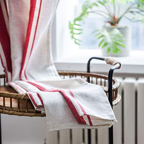Cotton Linen Striped Room Darkening Rod Pocket Curtain Panel, 1 Piece (Navy,59"x79") B70929
