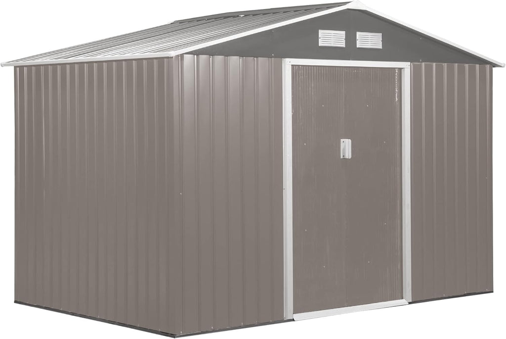 Gray/White Metal Garden Utility Storage Shed B926454