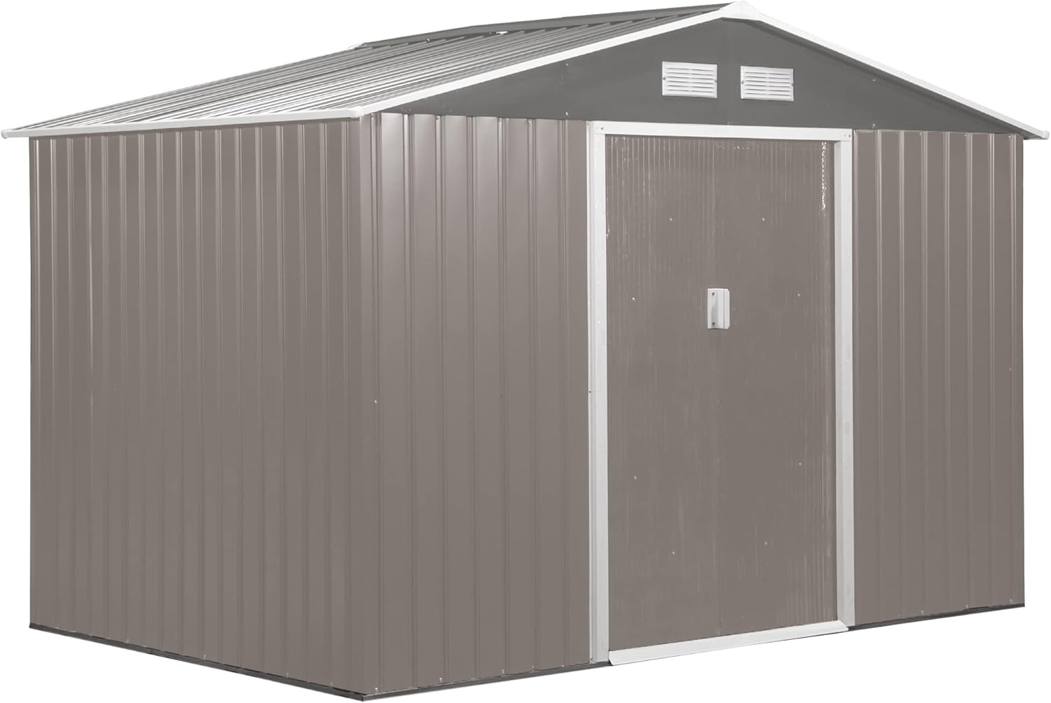 Gray/White Metal Garden Utility Storage Shed B926454