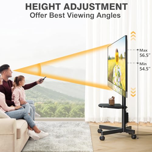 Mobile TV Stand with Power Outlet, Tilt Rolling TV Cart for 23-60 Inch TVs up to 88 lbs, Height Adjustment, Max VESA 400x400mm J18413