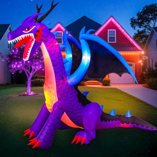 8FT Halloween Inflatables Dragon Decorations with Built-in LED Lights J77328