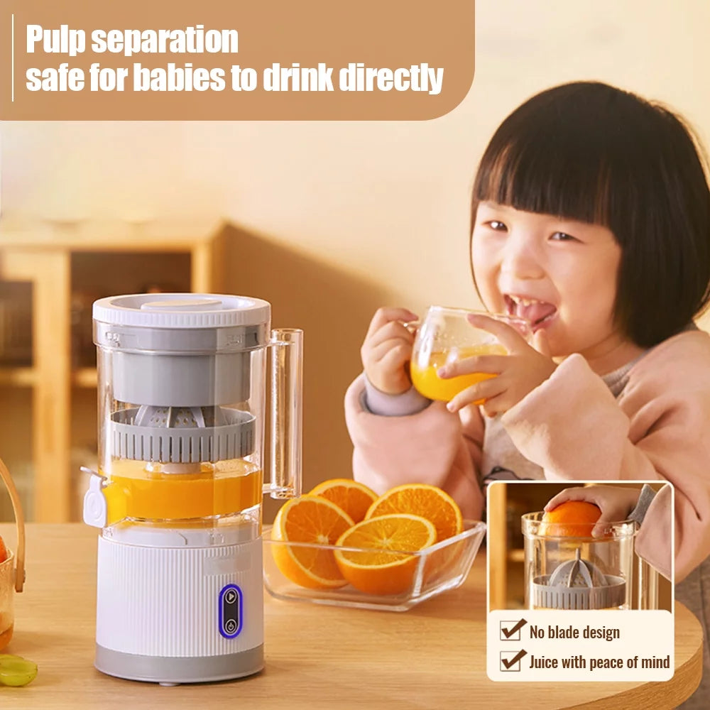 Electric Citrus Juicer Squeezer with Pulp Basket, 300ml, USB Charging, BPA-Free (White) F81608