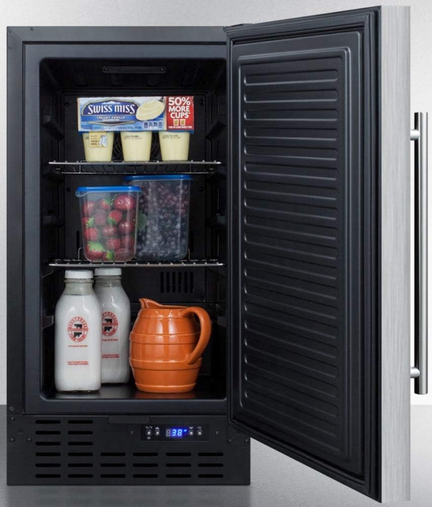 18" Wide Built-in Undercounter All-refrigerator with Stainless Steel Door, Black Cabinet, Digital Thermostat, Automatic Defrost and Front Lock U739543