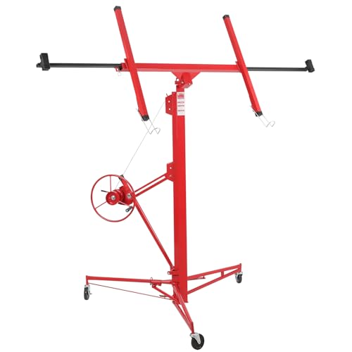 Red Drywall Lift 11FT 150LBS with 3 Lockable Wheels F5621