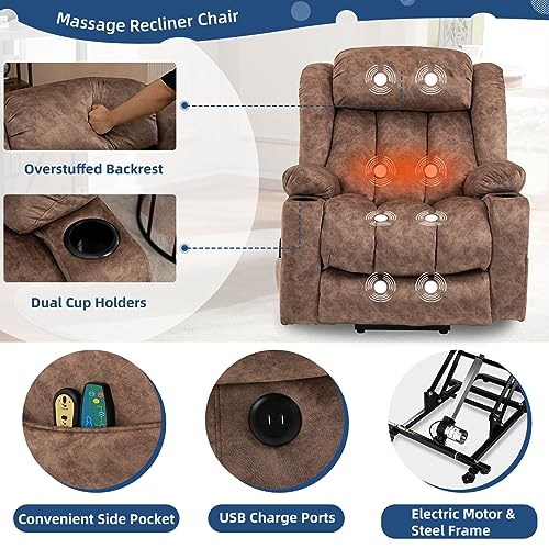 Gray Fabric Power Lift Recliner Chair with Massage and Heat H8918