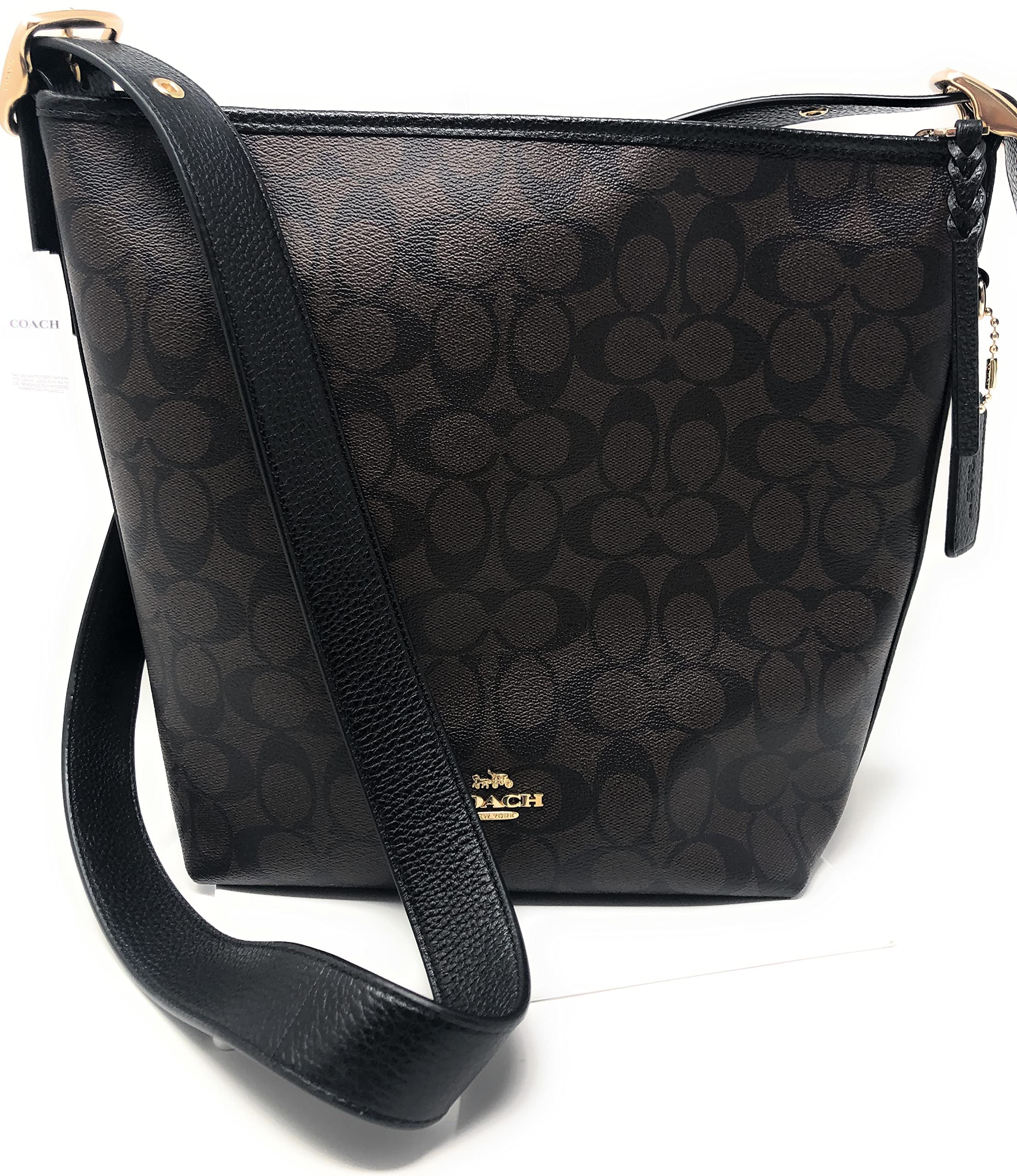 Brown Black Leather Duffle Shoulder Crossbody Bag Z932