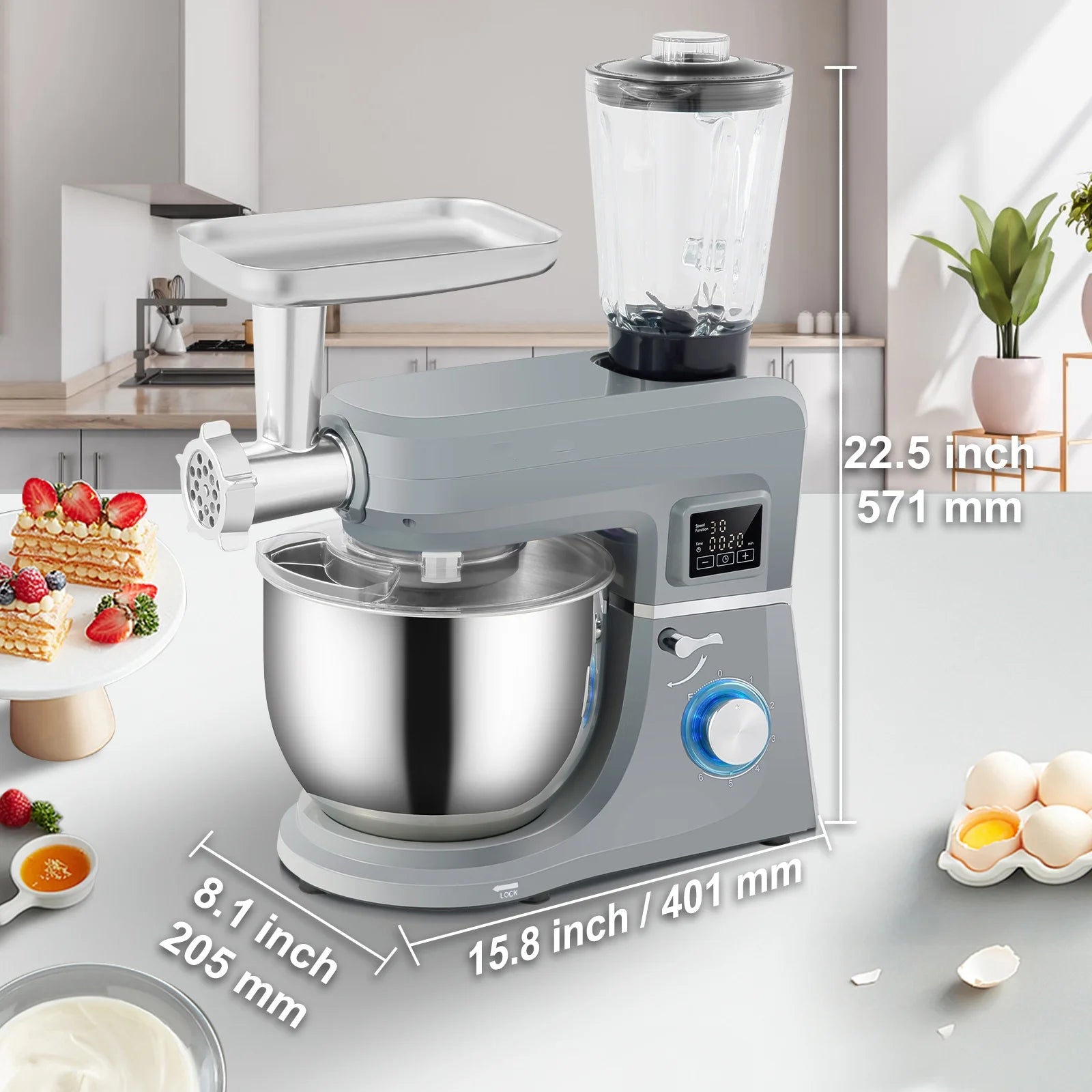 7.4Qt 6-Speed Stand Mixer with Grinder Juicer W905897