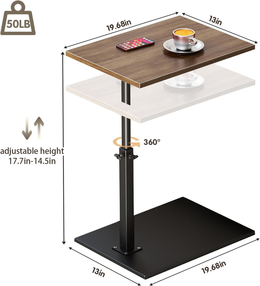 Adjustable C Table End Table 19.6 inch 360° Swivel TV Tray Table R68908