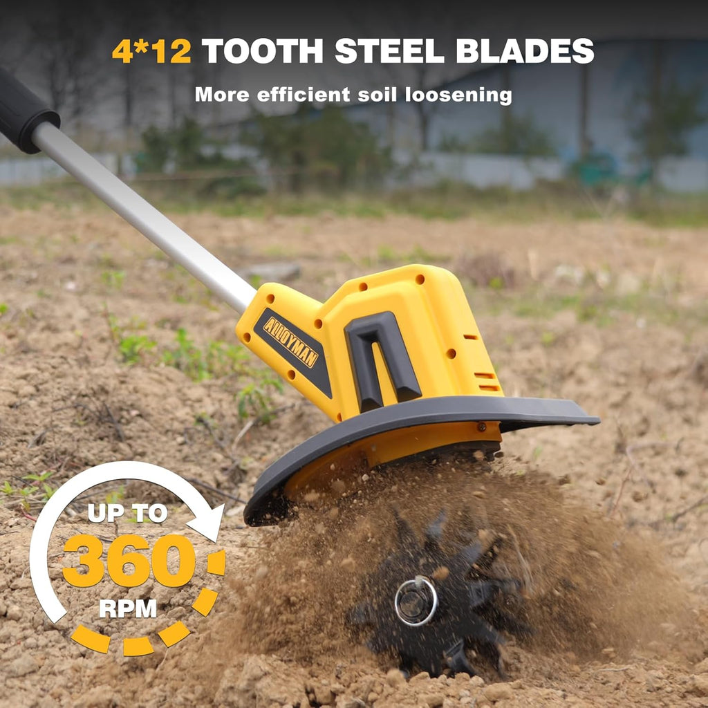 20V Cordless Electric Garden Tiller with 2 * 2.0Ah Batteries & Charger T1666