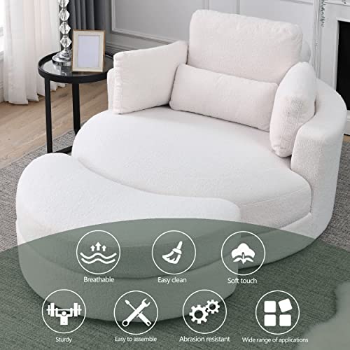 Oversized Swivel Accent Barrel Linen Tufted Upholstered Sofachair with 3 Pillows Orange V822