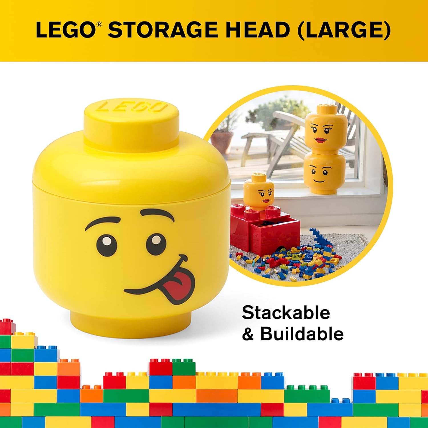 Stackable Storage Container, Large, Holds 500 Bricks G653