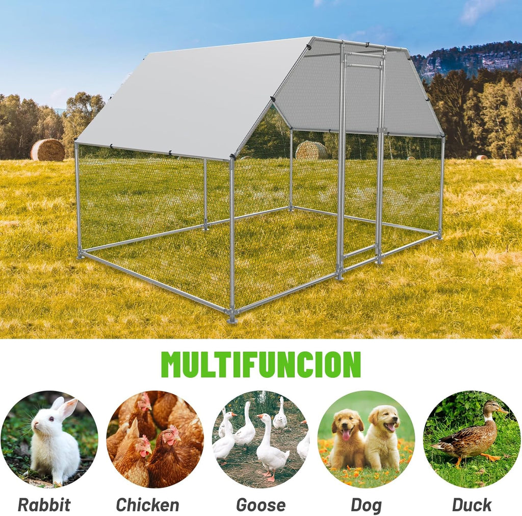 Large Metal Chicken Coop Walk-in Poultry Cage with Water-Resident and Anti-UV Cover F570