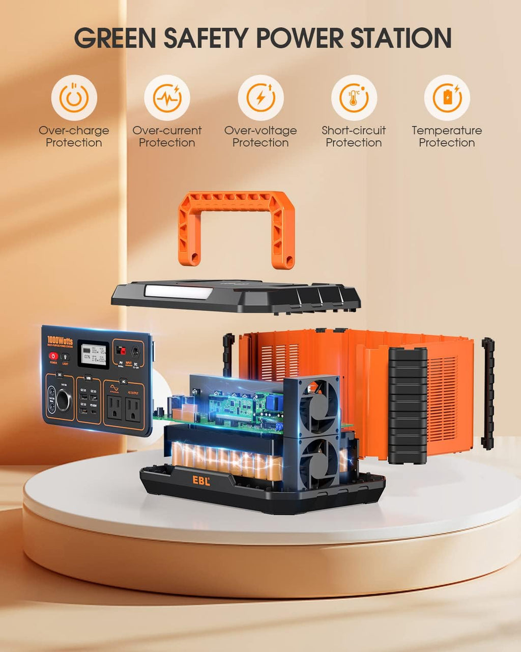 1000W Solar Generator with 200W Portable Solar Panel Power Station Backup Battery Pack U446