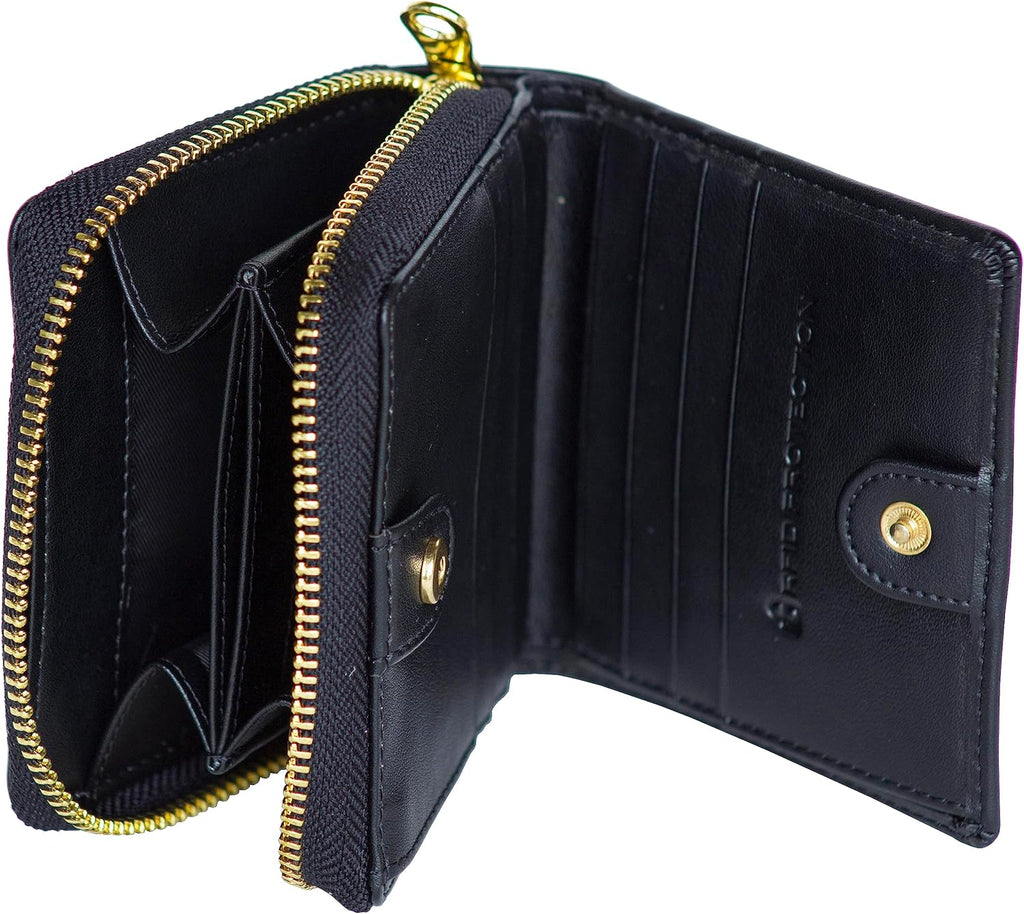 Genuine Leather Small Wallet in Black V831368