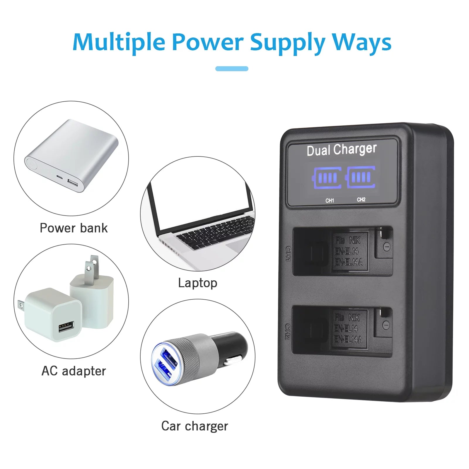 2pcs 7.4V 1500mAh Battery + 1pc Dual Channel Battery USB Port Screen Display S996