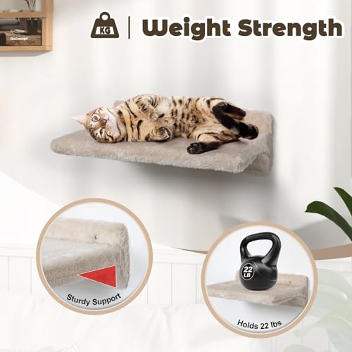 5 Pcs Wall-Mounted Cat Shelves with Sisal Scratcher Post H9401