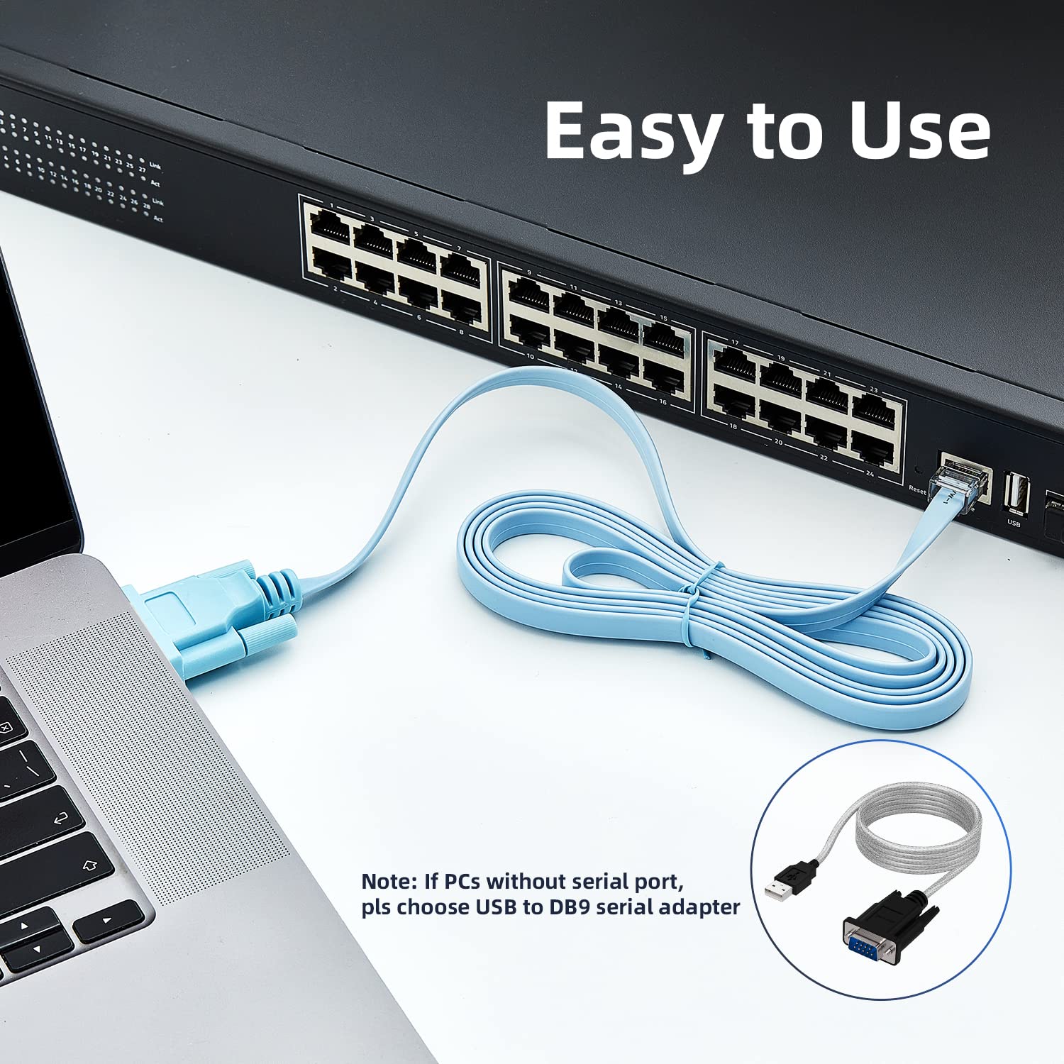 RJ45 to DB9 Console Cable, 1.8m/6ft RS232 Serial Port Adapter Y738