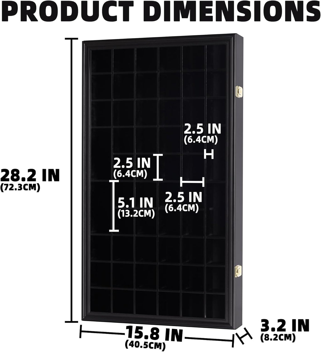 Black 56 Slots Shot Glass Display Case with Lockable Door Y92729