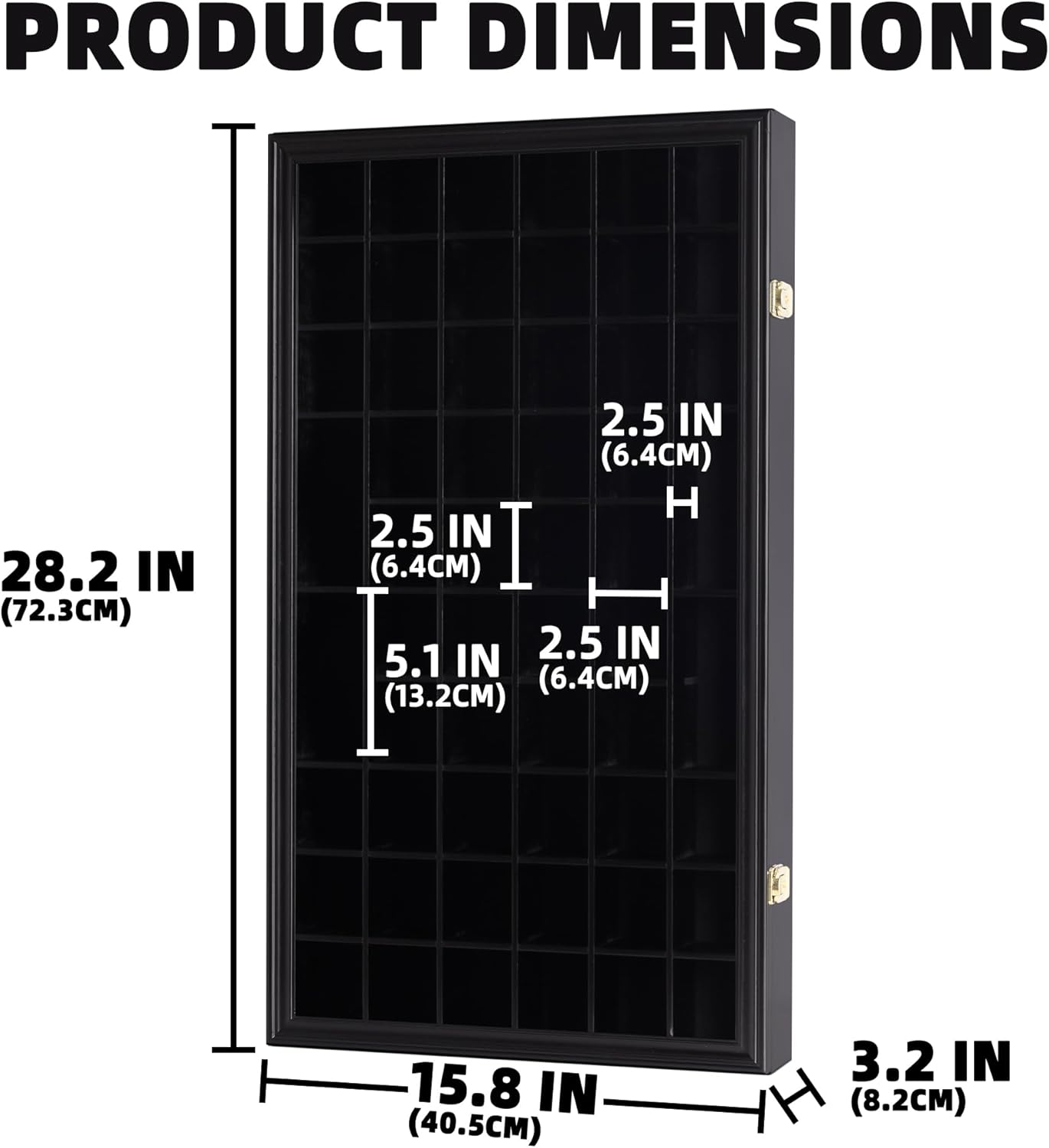 Black 56 Slots Shot Glass Display Case with Lockable Door Y92729