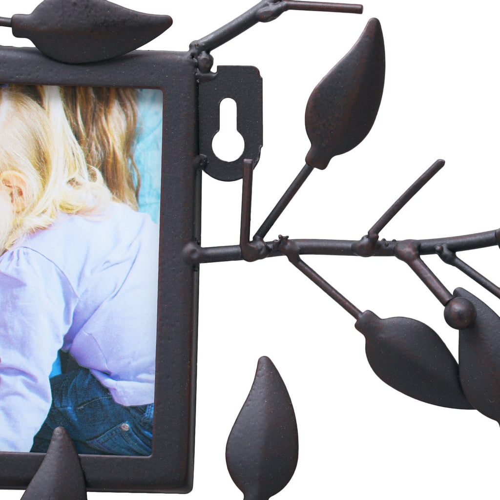 Black Metal Wall Hanging Picture Frame with 8 Openings S476