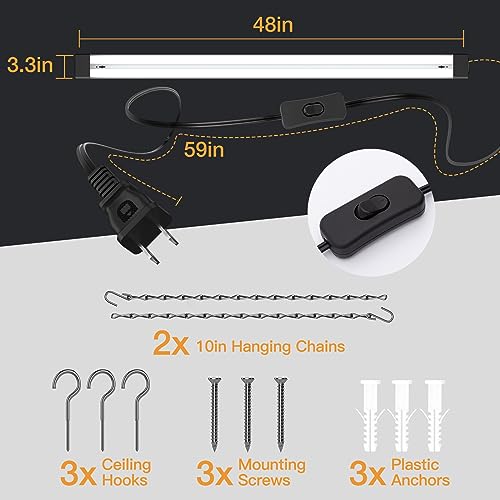 12 Pack 4 FT 5000K 4400 LM LED Shop Light with Reflector R92100
