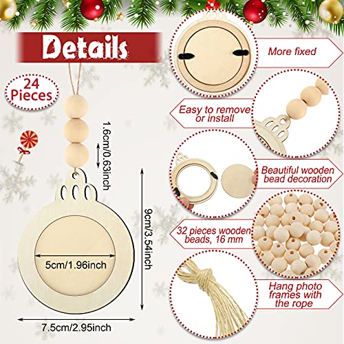24 Pcs Christmas Photo Ornament Wooden Picture Frames C507