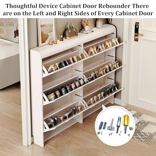 White Shoe Storage Cabinet with 2 Flip Drawers A8527