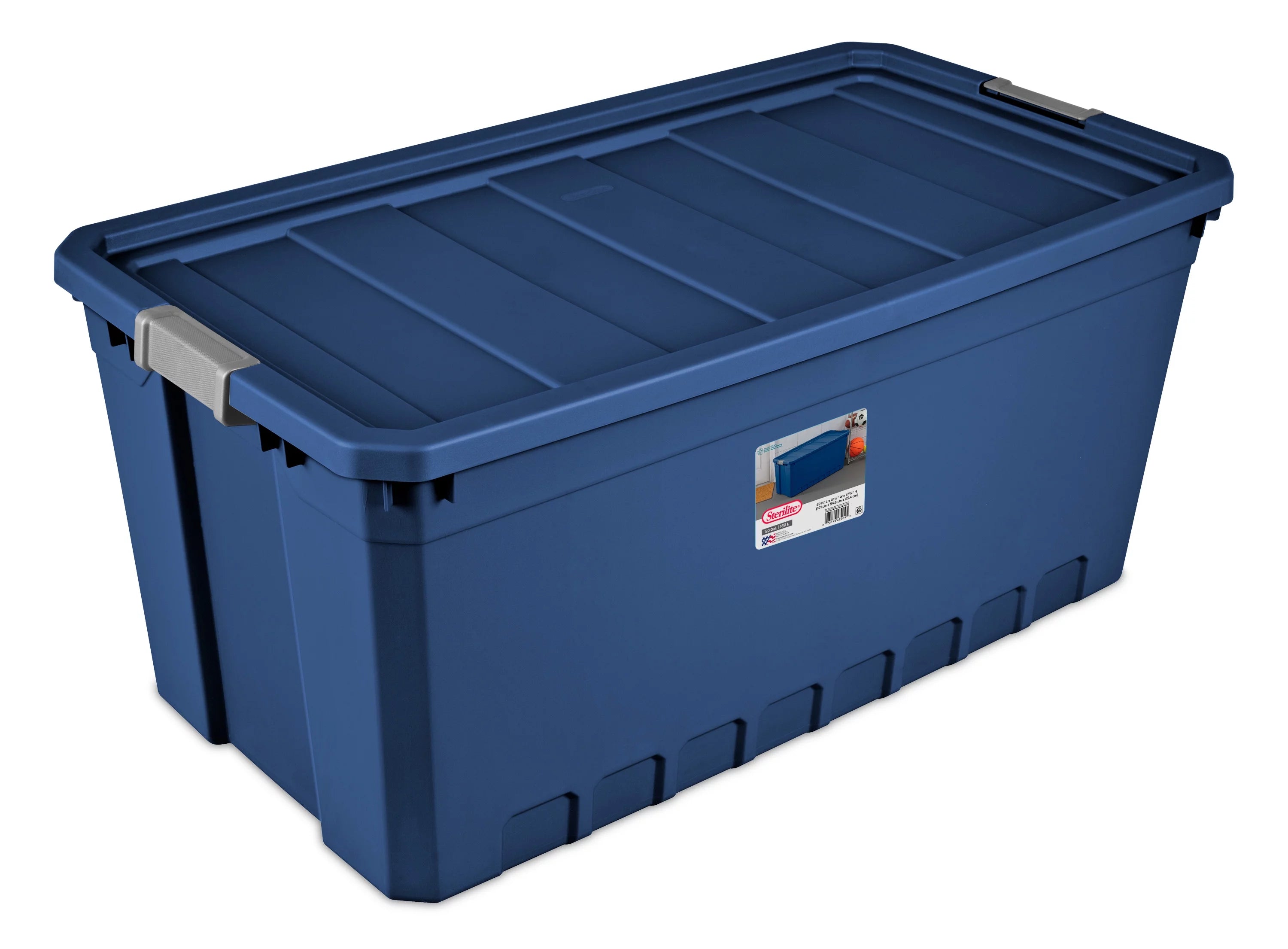 50 Gallon Plastic Stacker Tote, Blue E899271