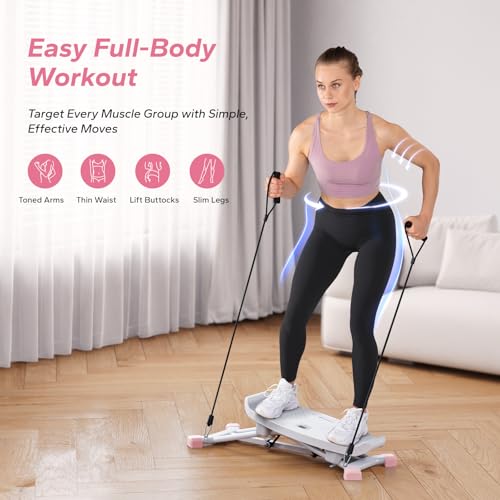 Black Sliding Ski Simulator with Resistance Bands, 300 LBS Loading Capacity Exercise Equipment C34868