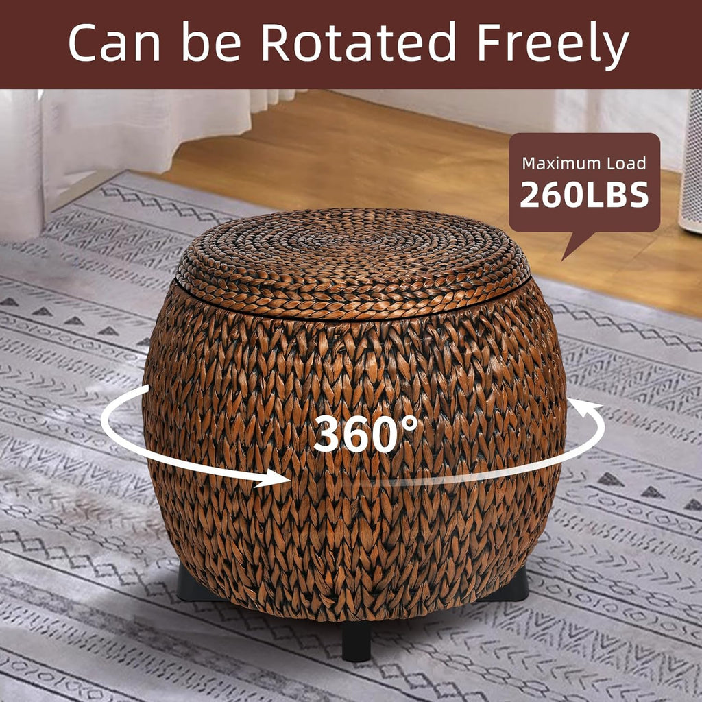 Golden Hand Woven Rattan Storage Ottoman Coffee Table F514
